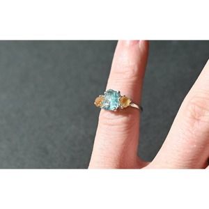 Aquamarine and yellow Montana sapphire engagement ring size 3 4 5 6 7 8 …